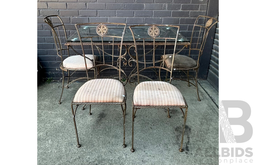 Seven Piece Cast Iron Suite with Glass Top