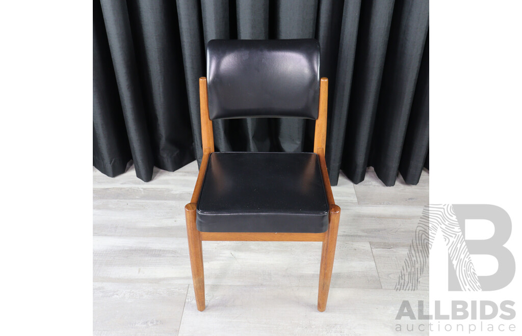 Set of Four Dining Chair with Black Vinyl Upholstery by Chiswell