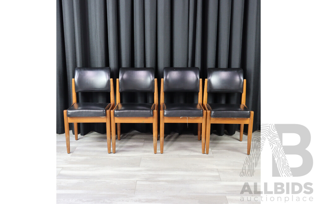 Set of Four Dining Chair with Black Vinyl Upholstery by Chiswell