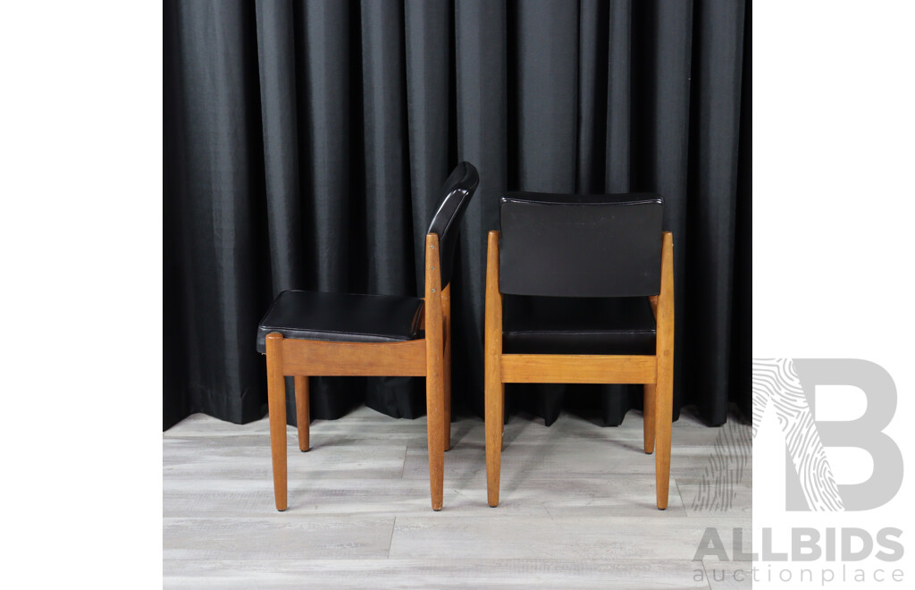 Set of Four Dining Chair with Black Vinyl Upholstery by Chiswell