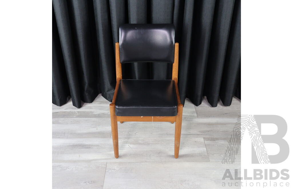 Set of Four Dining Chair with Black Vinyl Upholstery by Chiswell