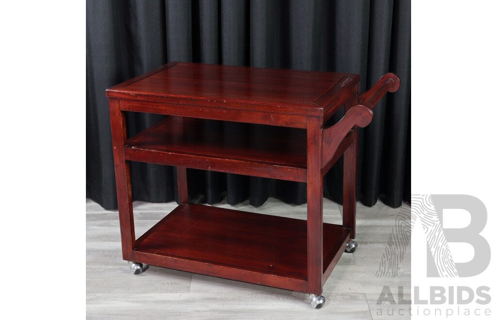 Modern Mahogany Two Tier Drinks Trolley