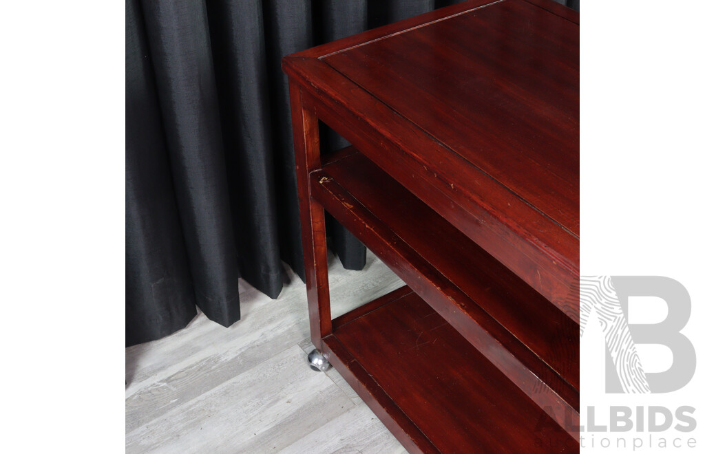 Modern Mahogany Two Tier Drinks Trolley