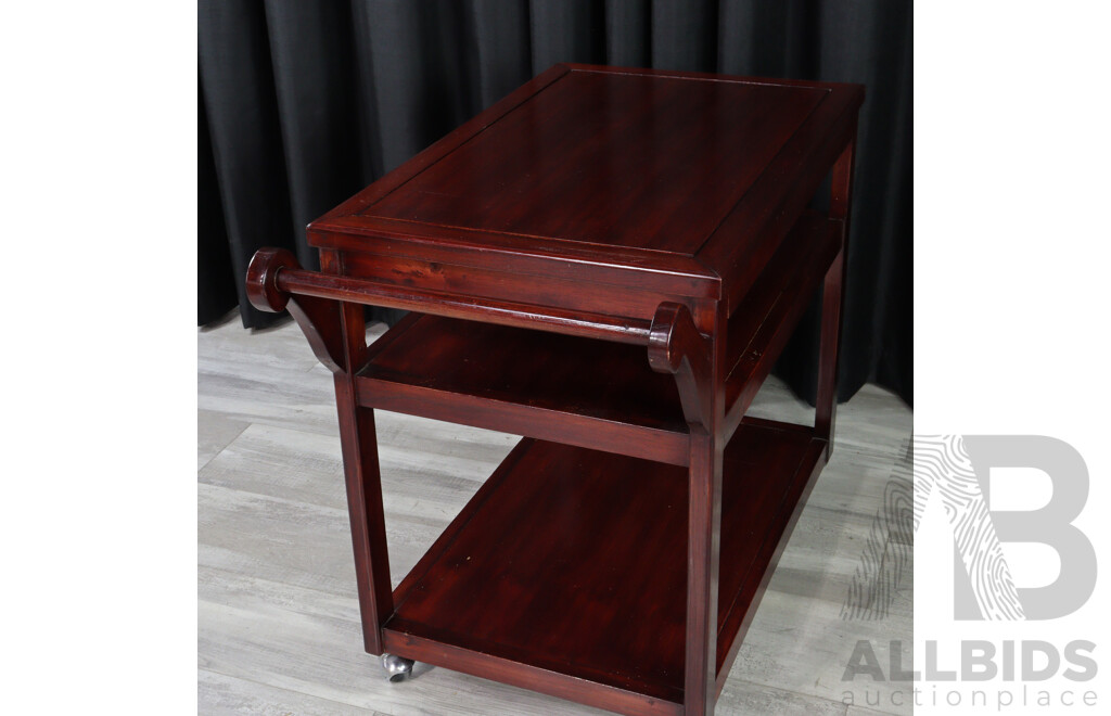 Modern Mahogany Two Tier Drinks Trolley