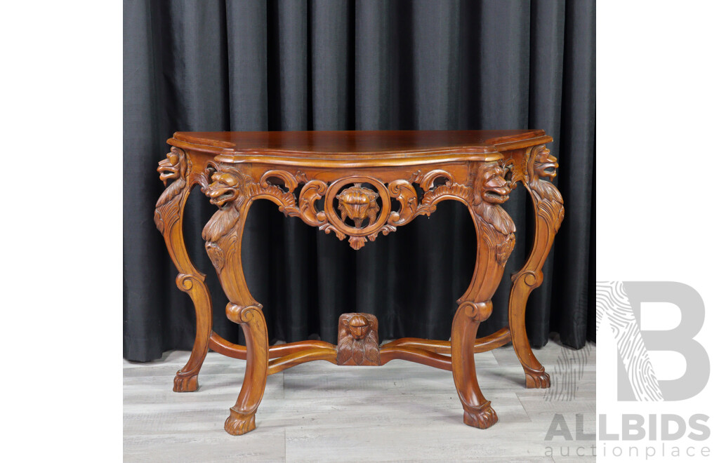 Heavily Carved Reproduction Console Table