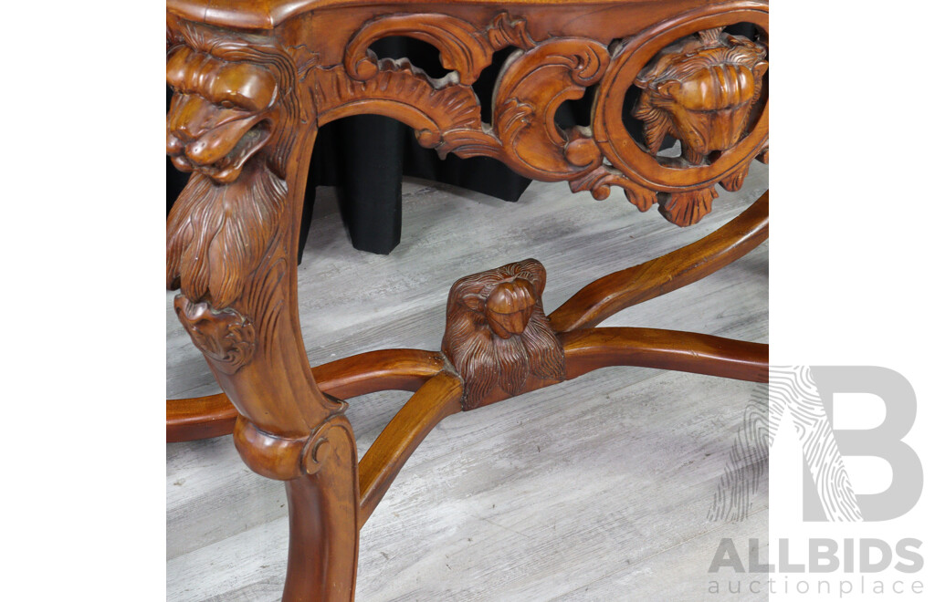 Heavily Carved Reproduction Console Table