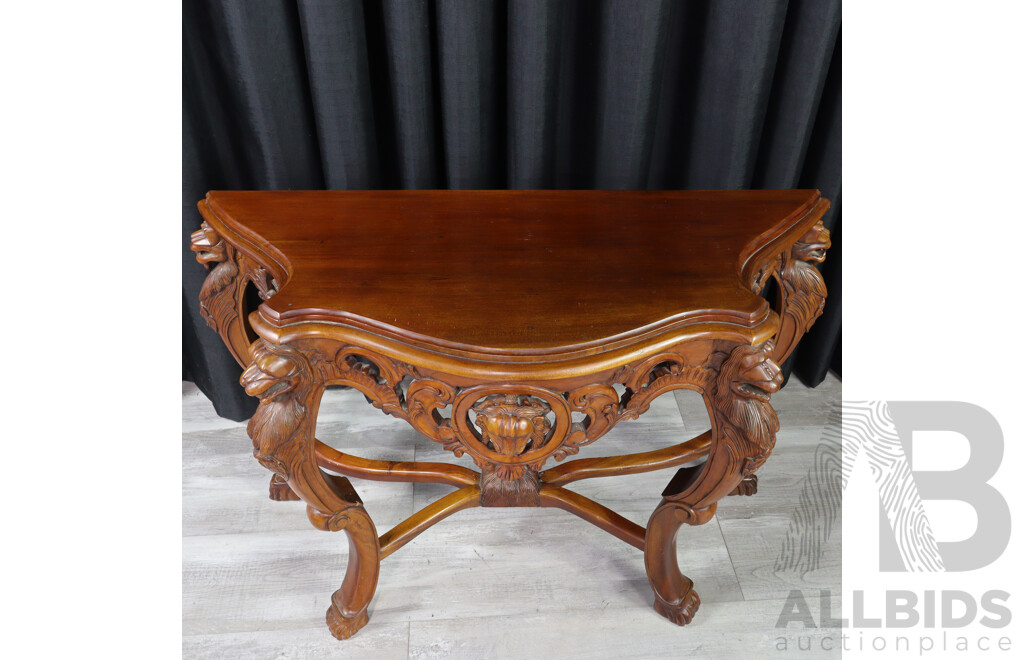 Heavily Carved Reproduction Console Table