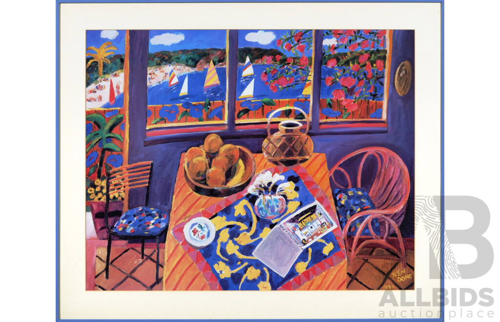 Ken Done, (20th Century, Australian, 1940-), Downstairs at the Cabin (1984), Quality Reproduction Print of Original Oil on Canvas, 71 x 86 cm (frame)