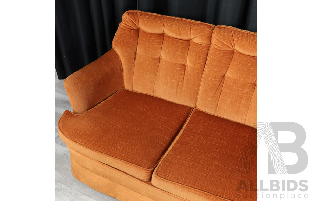 Three Piece Orange Velvet Lounge Suite by Van Treight