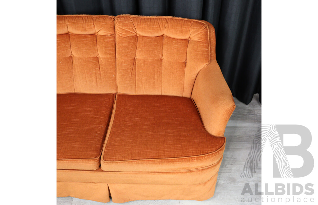 Three Piece Orange Velvet Lounge Suite by Van Treight