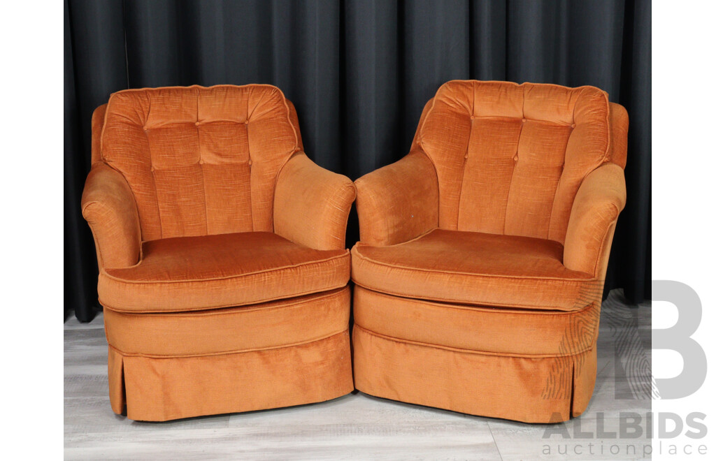 Three Piece Orange Velvet Lounge Suite by Van Treight