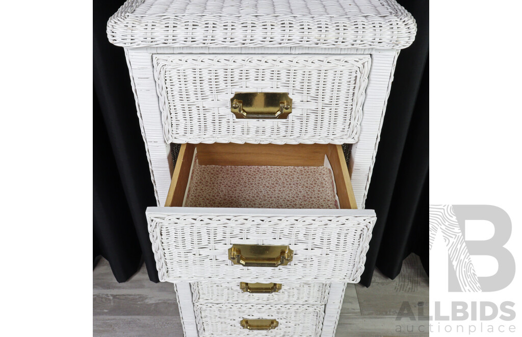 Painted Cane Chest of Six Drawers