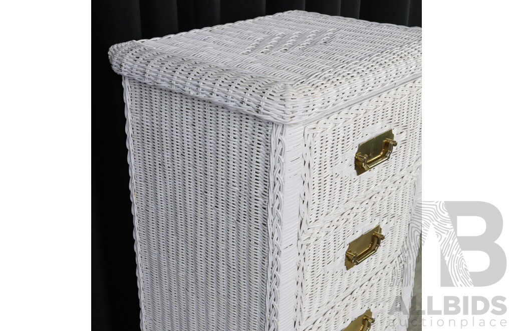 Painted Cane Chest of Six Drawers