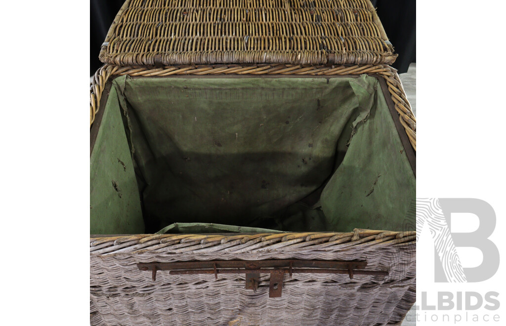 Large Vintage Cane Shipping Trunk