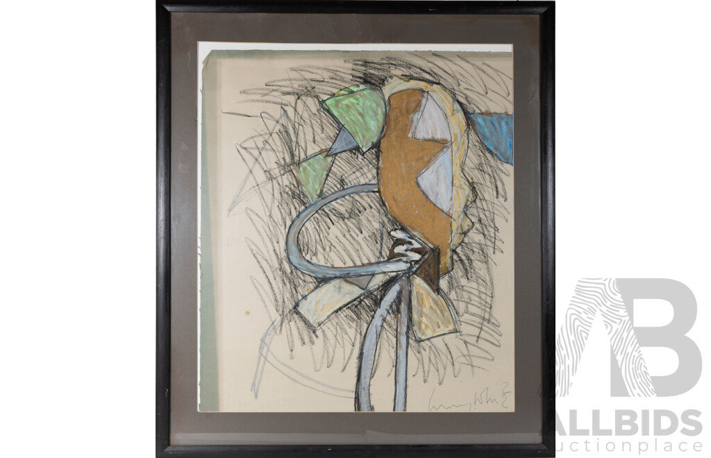 Signed Indistinctly, (20th Century), Abstract Figure, Vintage Pastels on Paper, (c1960s), 90 x 79 cm (frame)