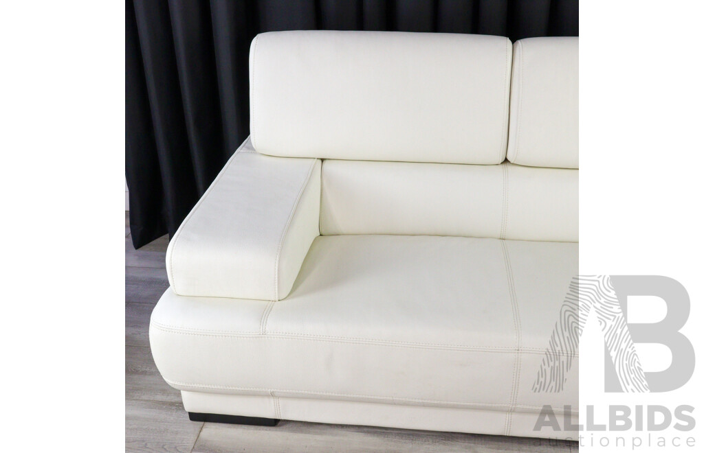 Modern White Leather Two Seater Lounge