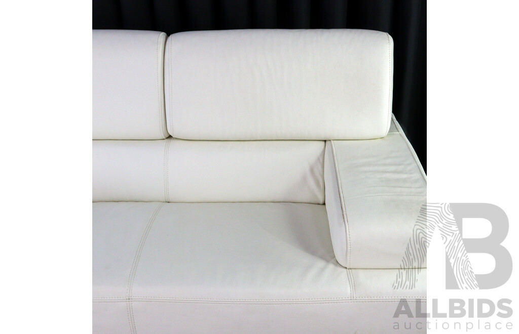 Modern White Leather Two Seater Lounge