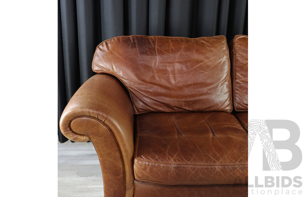 Leather Two Seater Lounge and Ottoman by Laura Ashley
