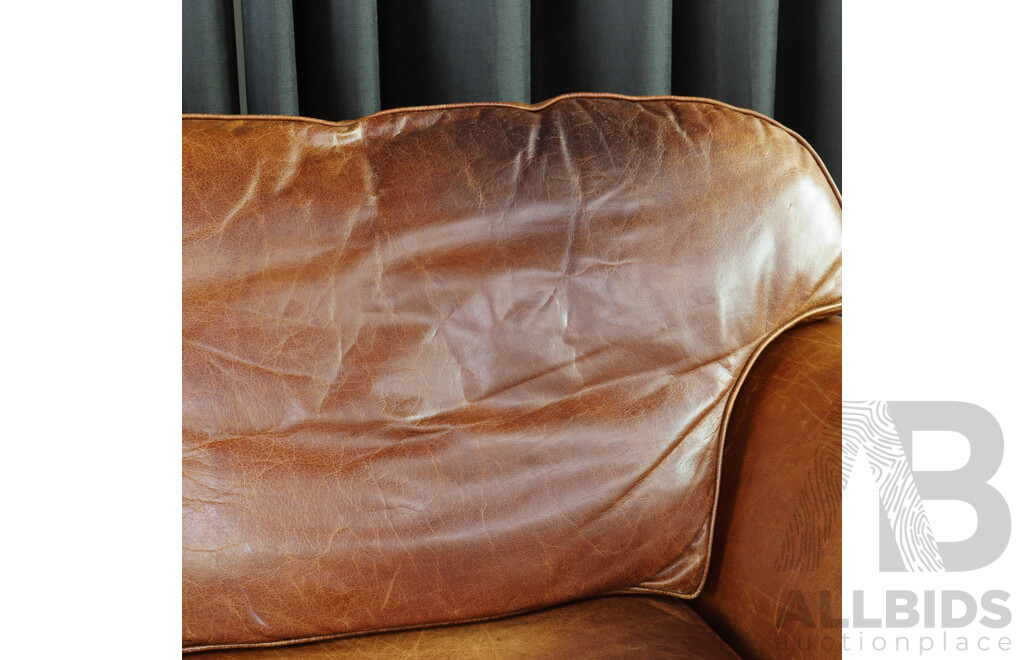 Leather Two Seater Lounge and Ottoman by Laura Ashley