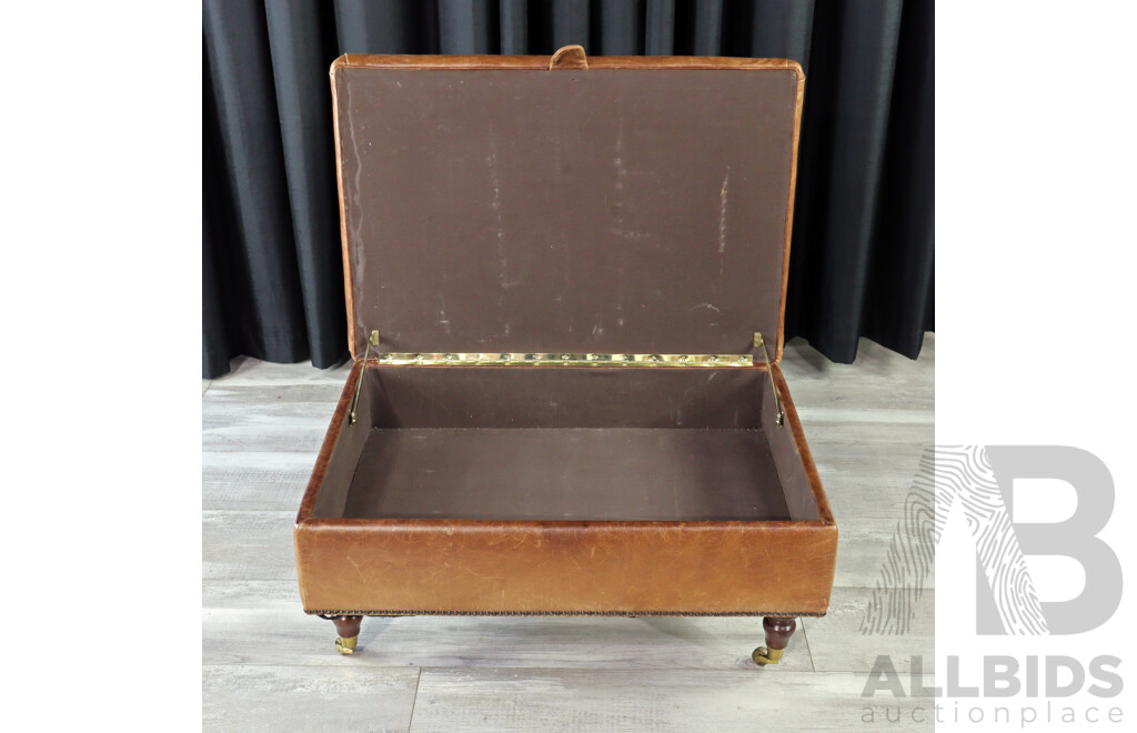 Leather Two Seater Lounge and Ottoman by Laura Ashley