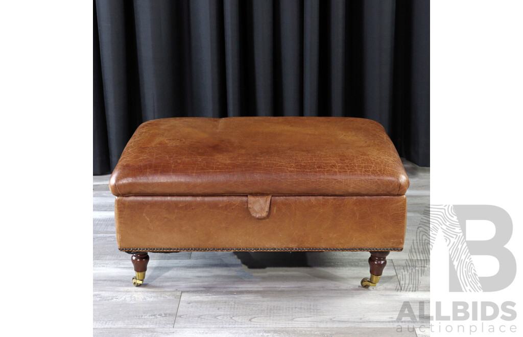 Leather Two Seater Lounge and Ottoman by Laura Ashley