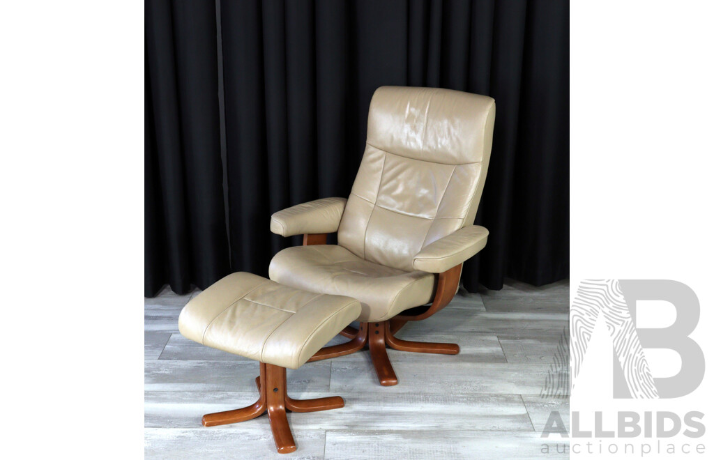 Leather Recliner and Footstool by IMG Norway
