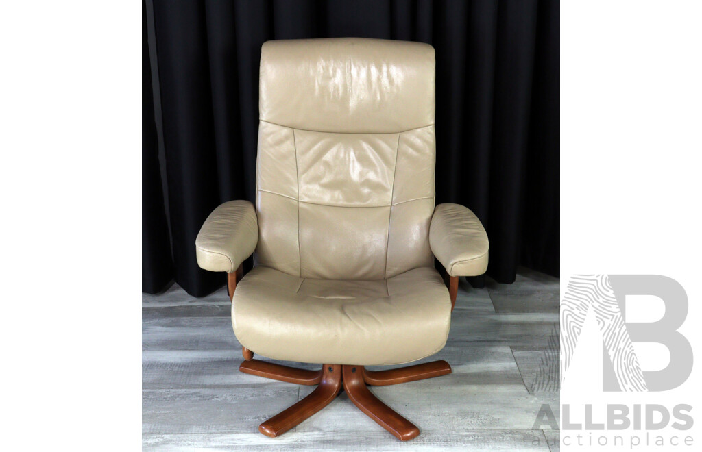Leather Recliner and Footstool by IMG Norway