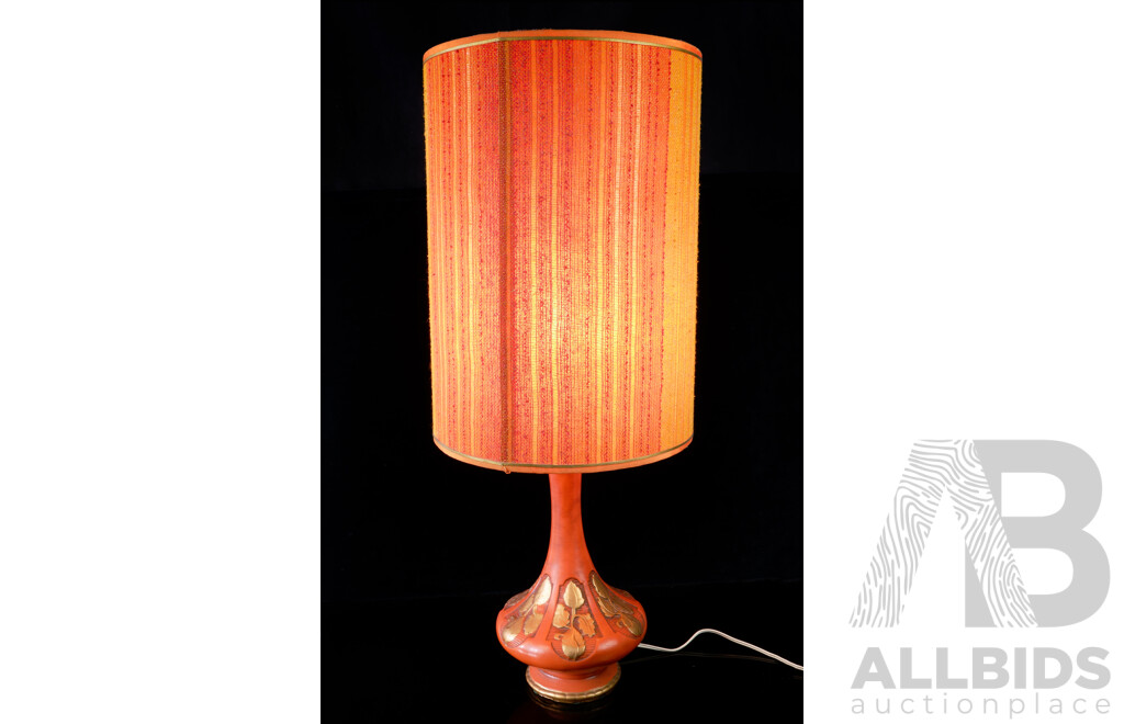Retro Ceramic Lamp Base with Funky Burnt Orange Shade