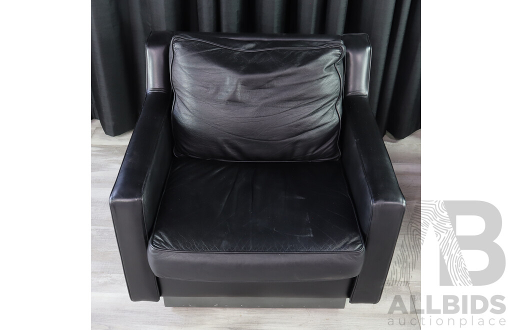 Pair of Mid Century Square Form Leather Armchairs by Caltex Equipment