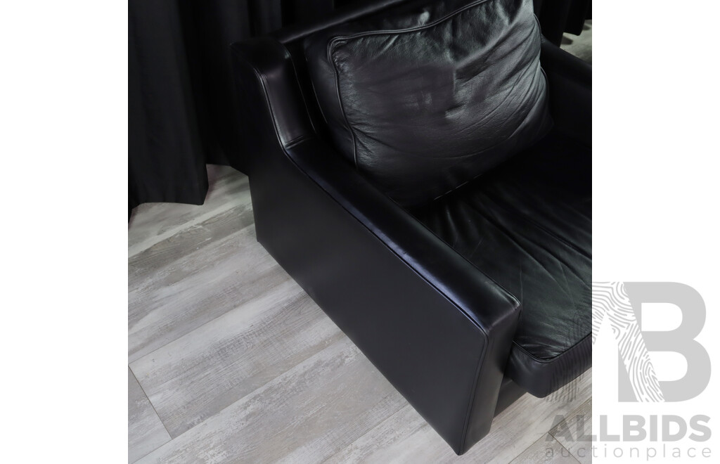 Pair of Mid Century Square Form Leather Armchairs by Caltex Equipment