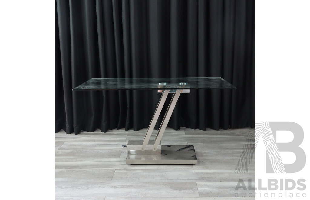 Italian Glass Top Adjustable Occasional Table