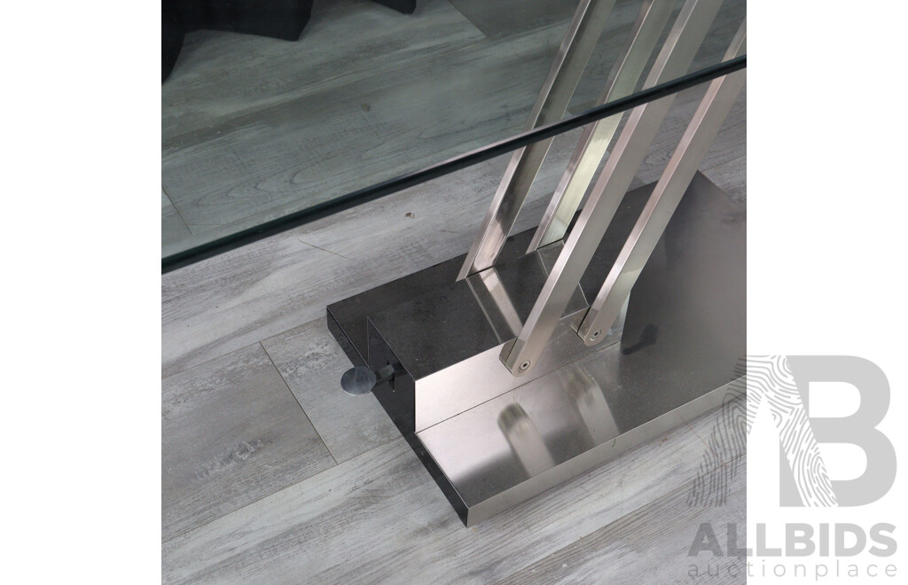 Italian Glass Top Adjustable Occasional Table