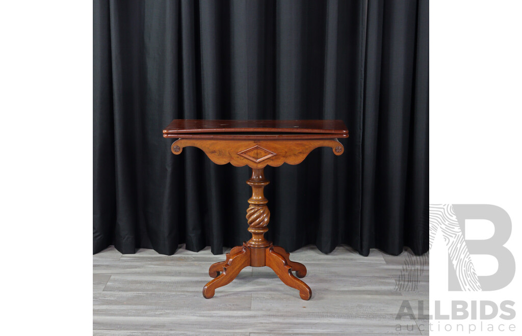 Victorian Flame Mahogany Single Pedestal Card Table