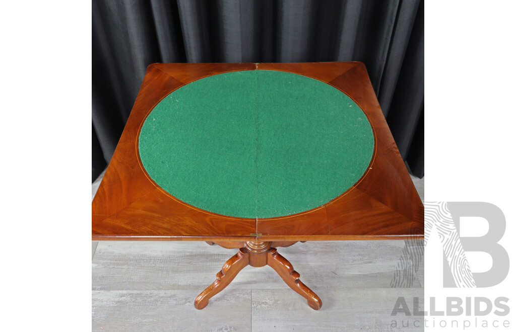 Victorian Flame Mahogany Single Pedestal Card Table