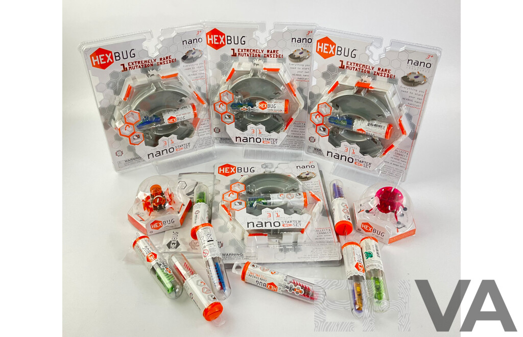 Four Boxed Hex Bug Nano Starter Sets, Two Hex Bug Ants and Seven Hex Bug Newton Series