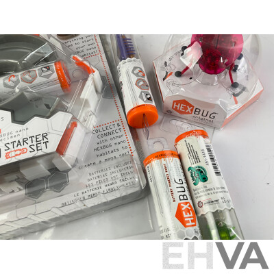 Four Boxed Hex Bug Nano Starter Sets, Two Hex Bug Ants and Seven Hex Bug Newton Series