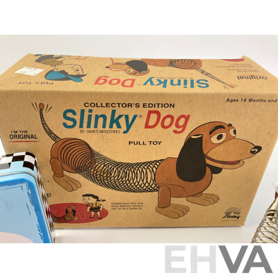 James Industries Slinky Dog with Scalextric and Air Mail Par Avion Playing Cards