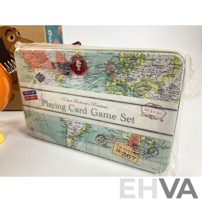 James Industries Slinky Dog with Scalextric and Air Mail Par Avion Playing Cards