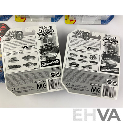 Nine Boxed Hot Wheels High Speed Wheels Including Stock Camaro, Sky Knife, Bad to the Blade, Nissan 370Z, Hyperliner, Toyota Off Road Truck, Hyundai Genesis Coupe, Pontiac