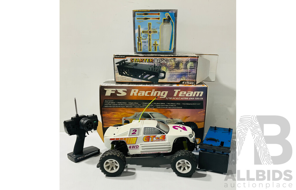 FS Racing Nitro Remote Controlled 4X4 Truck with Remote, Fuel Bottle and Starter - 1:10 Scale