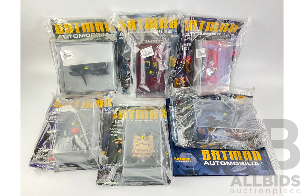 Batman Automobilia Cars and Booklets in Sealed Bags with Folder, Numbers 80, 81, 82, 83, 84, 85