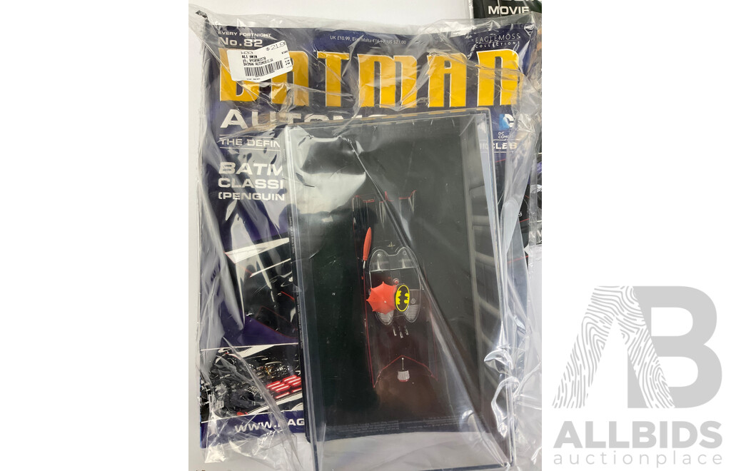 Batman Automobilia Cars and Booklets in Sealed Bags with Folder, Numbers 80, 81, 82, 83, 84, 85