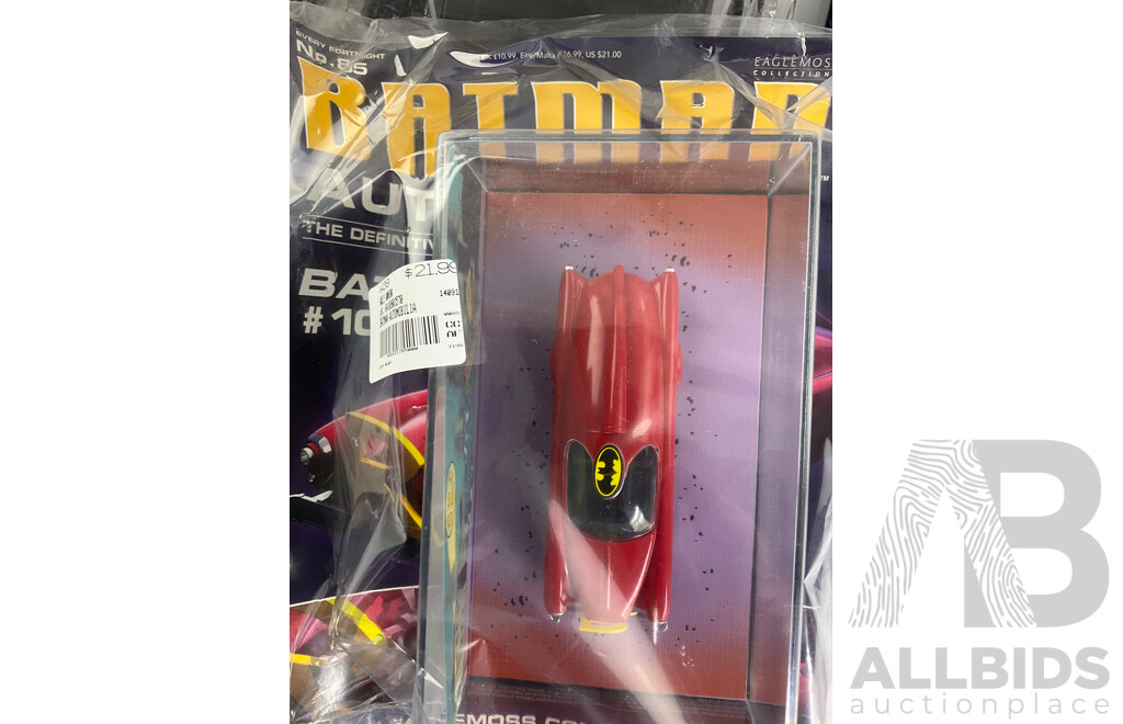 Batman Automobilia Cars and Booklets in Sealed Bags with Folder, Numbers 80, 81, 82, 83, 84, 85
