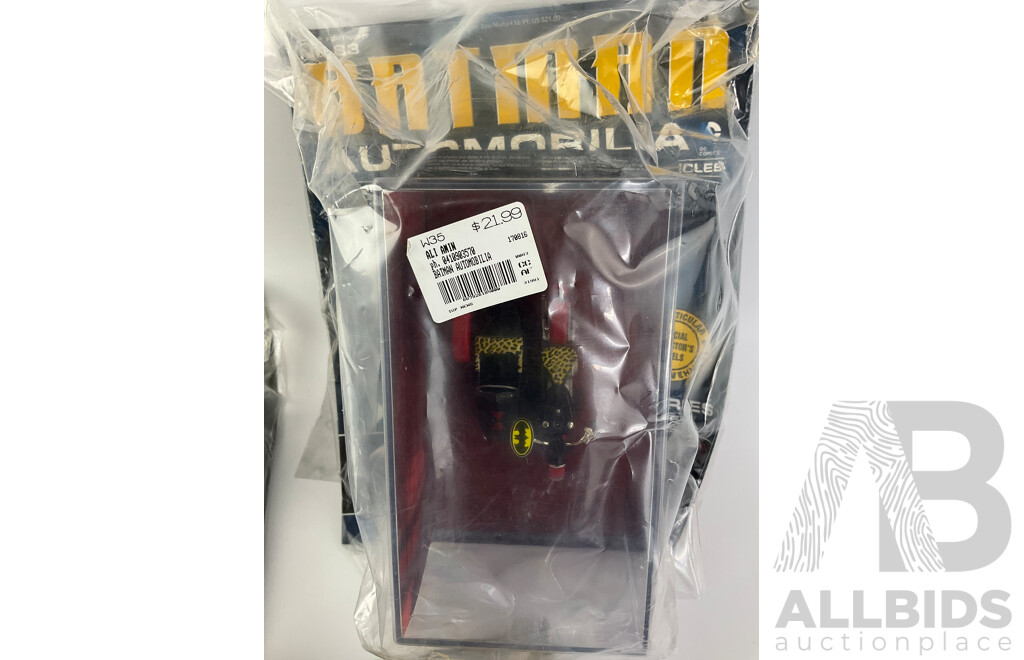 Batman Automobilia Cars and Booklets in Sealed Bags with Folder, Numbers 80, 81, 82, 83, 84, 85