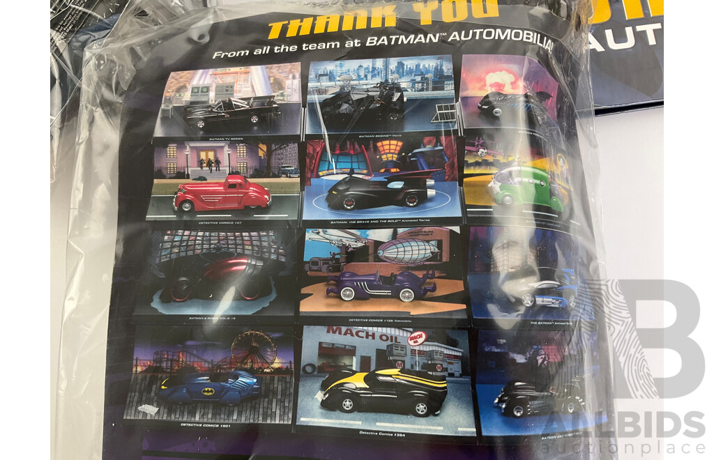 Batman Automobilia Cars and Booklets in Sealed Bags with Folder, Numbers 80, 81, 82, 83, 84, 85