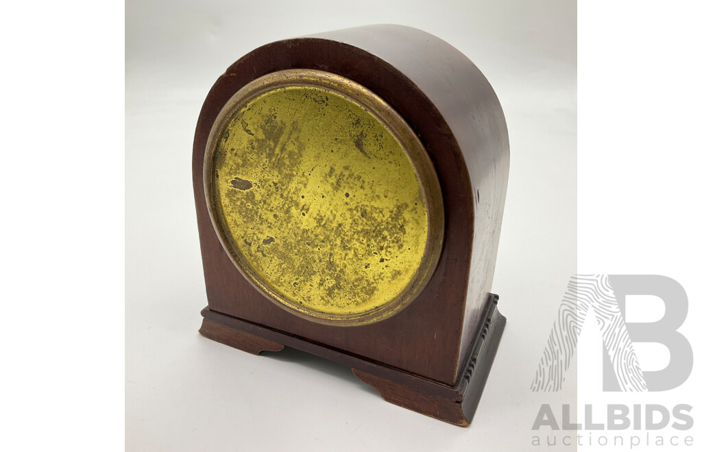 Vintage Timber Art Deco Desk Clock with Beveled Glass and French Movement