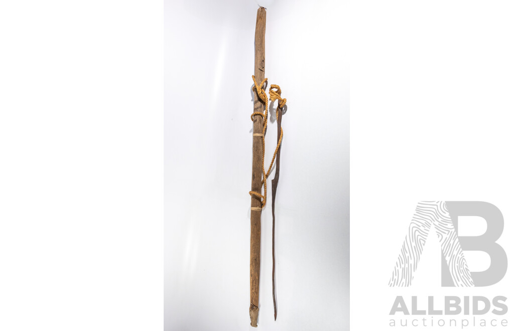 Antique Wood Whalers Harpoon with Hand Forged Iron Head