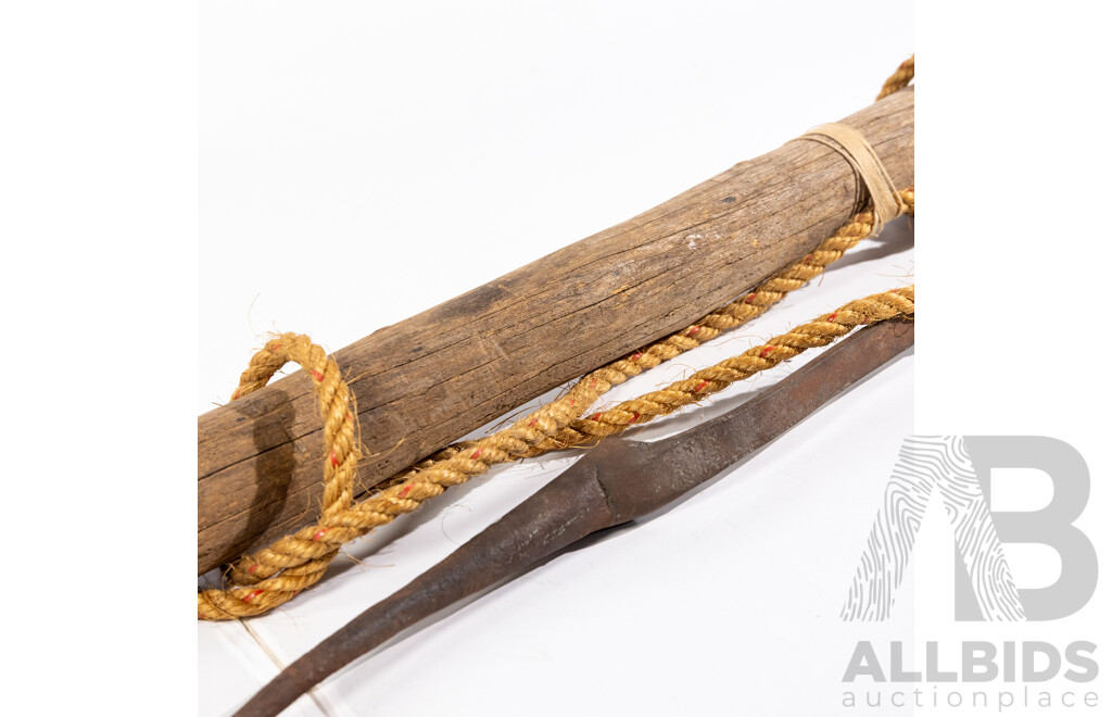 Antique Wood Whalers Harpoon with Hand Forged Iron Head