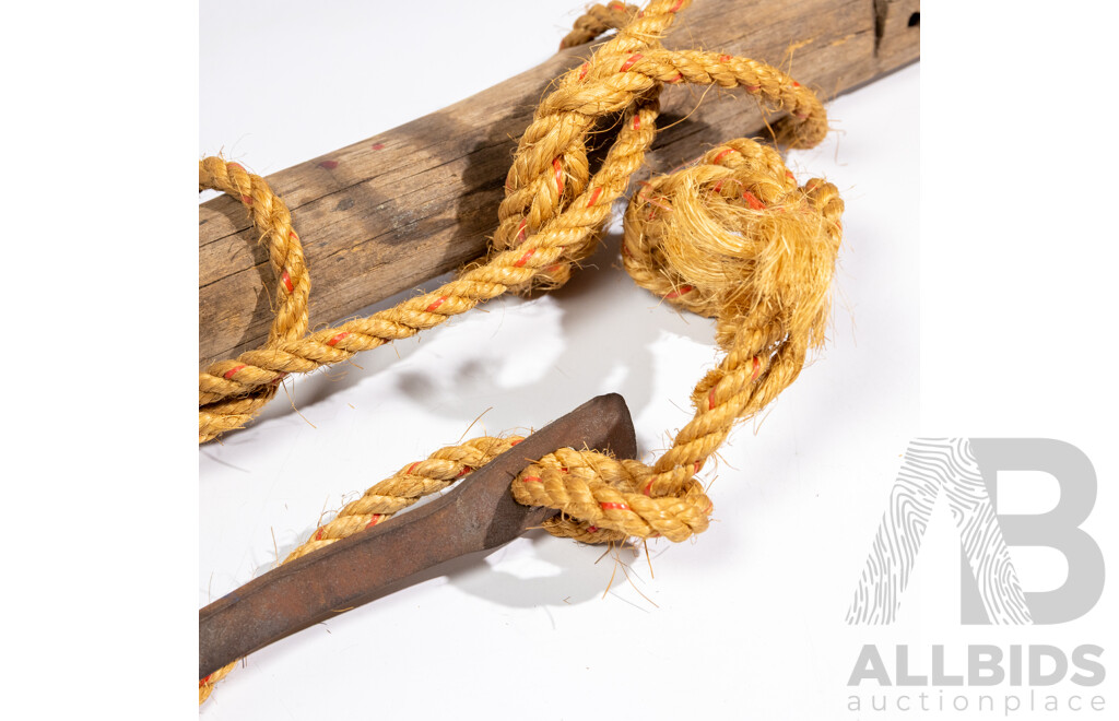 Antique Wood Whalers Harpoon with Hand Forged Iron Head