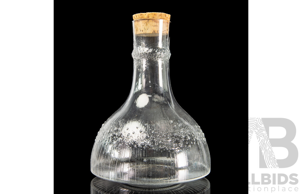 Mid Century Finnish Iittala Corked Niva Carafe with Set Six Tapio Cocktail Glasses by Tapio Wirkkala